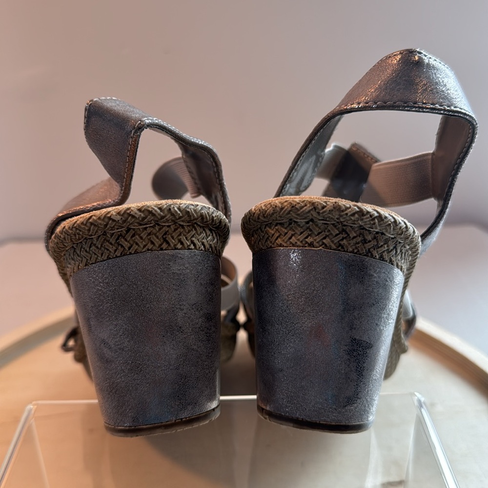 Rieker Metallic Silver Leather Sandals - Picture 4 of 8